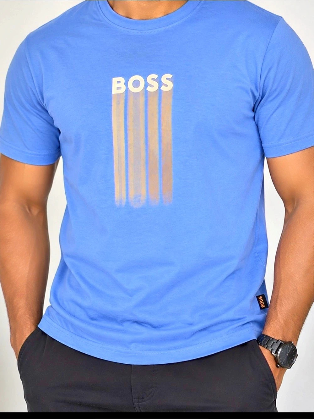 BOSS Men’s Short Sleeve Logo Tee in Blue